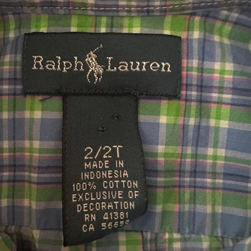 Ralph Lauren 2T Toddler Boy Blue Green Short Sleeve Shirt Spring Summer